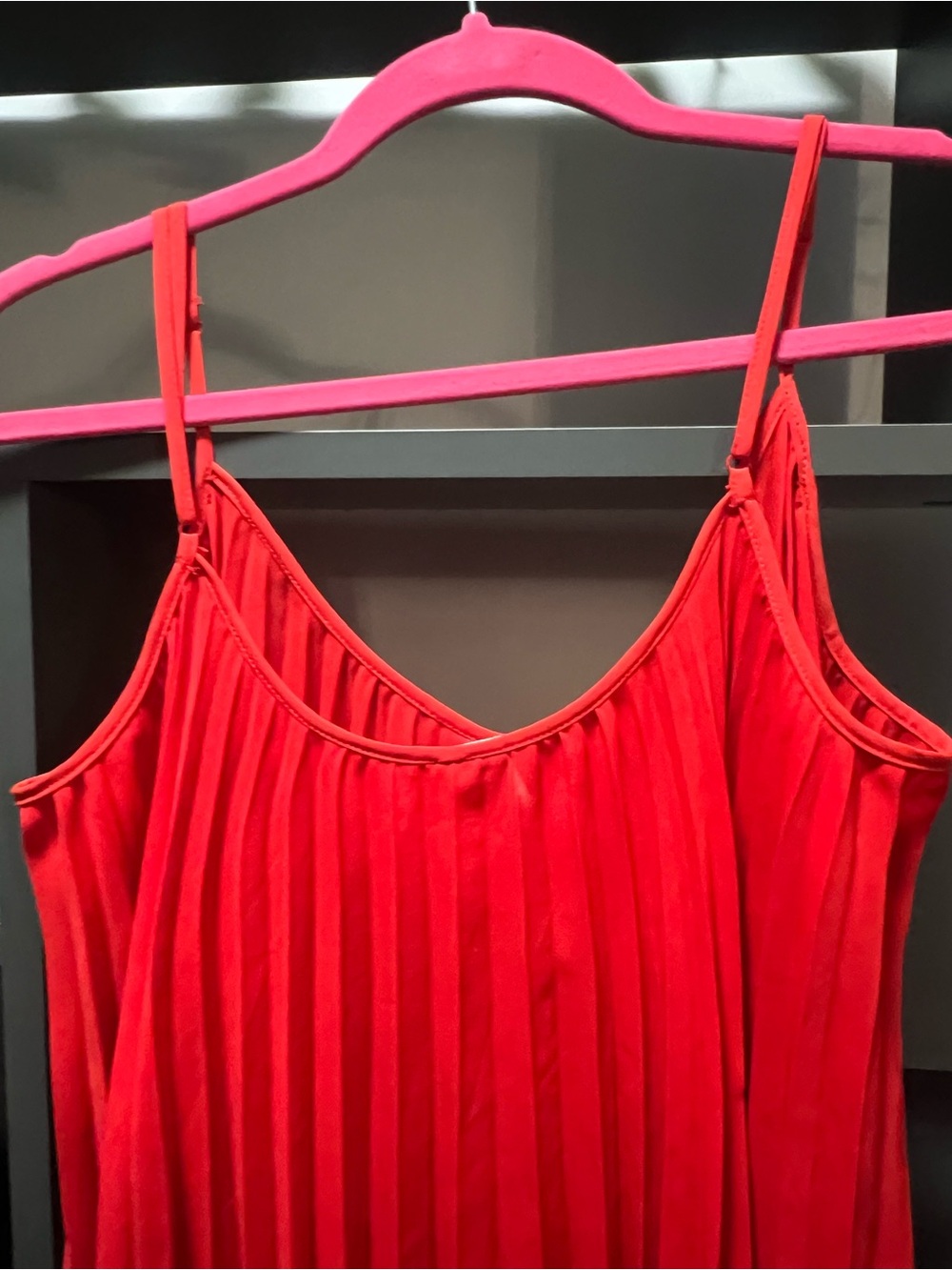 ☀️ Free People Vintage Red Accordion Pleated Front Button Placket Camisole - Picture 6 of 8